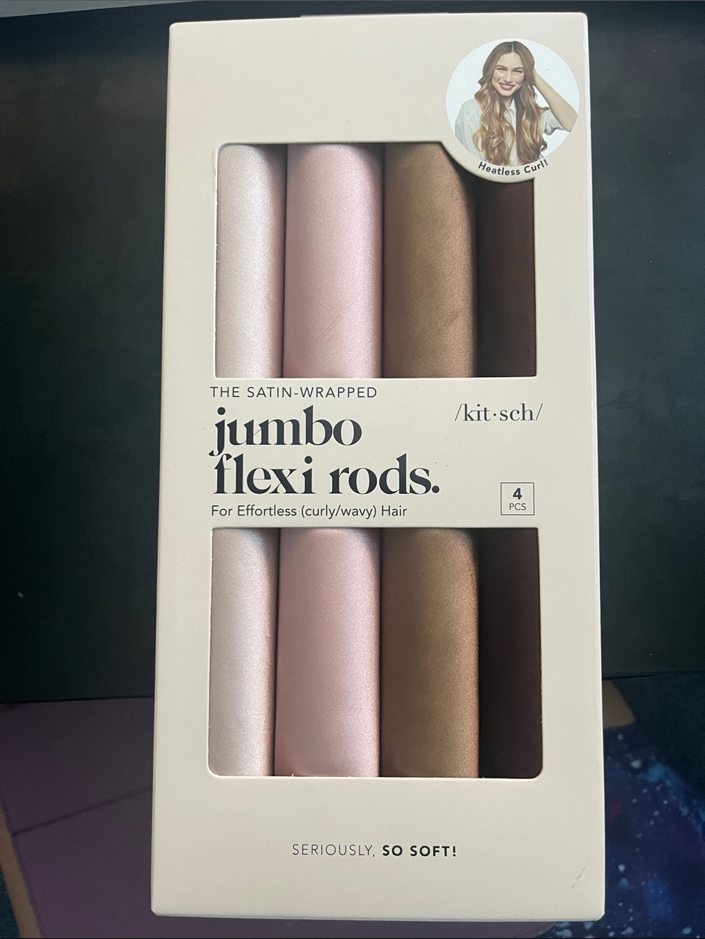 Kitsch Satin-Wrapped Jumbo Flexi Rods - Pink, Champagne, Brown